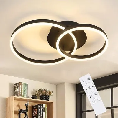 Productafbeelding van Plafondlamp slaapkamer, LED plafondlamp woonkamer, dimbaar, 59 cm | 46W, slaapkamerlamp met afstandsbediening, modern design, keukenlamp, plafondverlichting, metalen woonkamerlamp voor kantoor en keuken