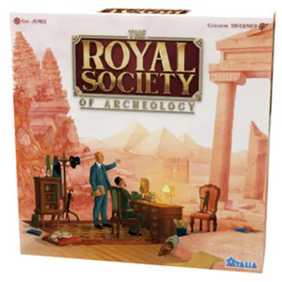 Produktbild von HUCH!, THE ROYAL SOCIETY OF ARCHEOLOGY, Historisches Strategiespiel, Worker Placement für Entdecker, Spannende Expeditionen und strategische Interaktionen, Für 1–4 Spieler ab 14 Jahren