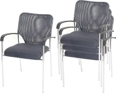 Immagine prodotto di 4x sedia per visitatori Tulsa, sedia da conferenza impilabile, tessuto/tessuto ~ sedile grigio, schienale grigio