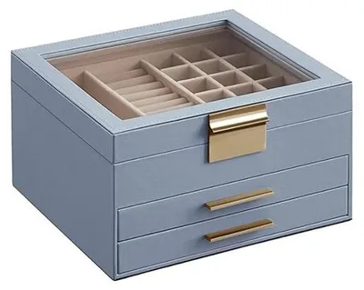 Produktbild von Damen-Schmuck-Organizer - Reise-Schmuck-Box - Schmuck-Case - Schmuck-Halter - Tragbarer Schmuck-Organizer - Schmuck-Box für Halsketten, Ohrringe, Ringe - Reise-Schmuck-Box mit vielen Taschen
