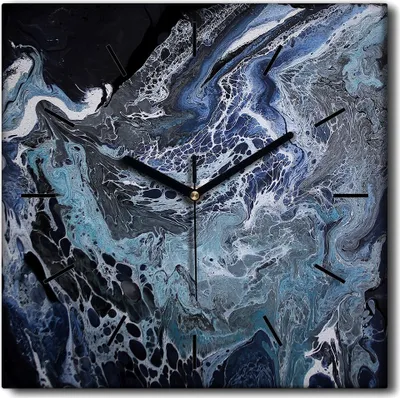 Produktbild von Coloray Uhr auf Leinwand 30x30 cm Wand Uhr Dekoration Wohnzimmer Segeltuch schwarze Hände -Abstraktion Kunstkunst