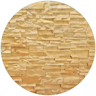 Produktbild von Wallario Premium Glasbild, freischwebende Optik, kräftige Farben, rund 50cm Durchmesser, Motiv Steinwand gelb-orange