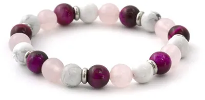 Immagine prodotto di Bracciale di perline in occhio di tigre, quarzo rosa e howlite MINK19/18