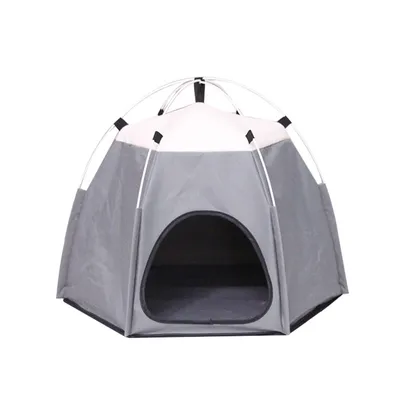Imagen del producto de AIORBER, tienda para mascotas, plegable, fácil de limpiar, jaula para perros y gatos, 60x60x48 cm, color gris