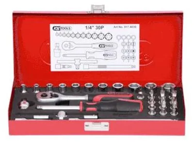 Produktbild von KS Tools 917.4030, Steckschlüssel-Satz, 1/4", 30 Kopf/Köpfe, Chrom-Vanadium-Stahl, 1,2 kg
