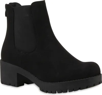 Produktbild von VAN HILL Damen Chelsea Boots Blockabsatz Plateau Stiefeletten 79970, Farbe: Schwarz, Größe: 40