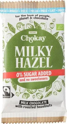 Productafbeelding van Chokay Melkchocolade Hazelnoot No Sugar Added (70 gr)