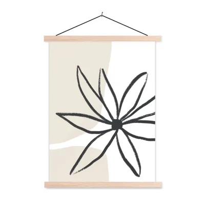 Produktbild von MuchoWow® Textilposter Blumen - Minimalismus - Pastell 120x160 cm mit holzfarbenen Rahmen - Plakatkarton