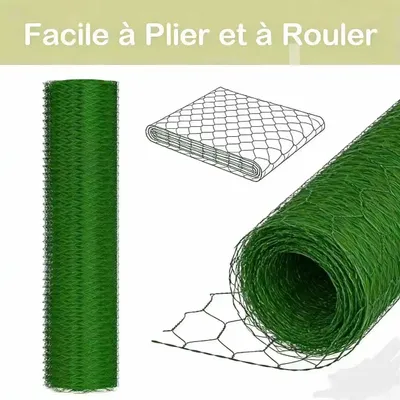 Zdjęcie produktu dla Ogrodzenie z drutu ocynkowanego - siatka stalowa o sześciokątnych oczkach - rolka 0,5 x 25 m - oczka 50 mm - powlekane PVC - do ogrodzeń i zabezpieczenia zwierząt
