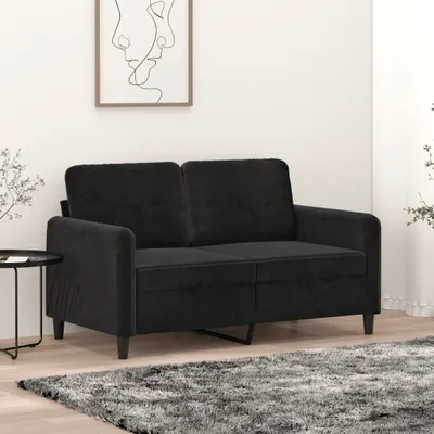Produktbild von Design 2-Sitzer-Sofa Schwarz 120 cm Samt, Schlafsofas 2024 Neu
