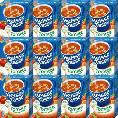 Produktbild von Erasco Heisse Tasse Tomate-Mozzarellasuppe 12er Pack (36 Beutel a 17,8g)