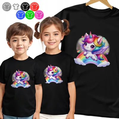 Obrázek produktu pro Dětské tričko - Jednorožec Rainbow Smile pro dívku - L