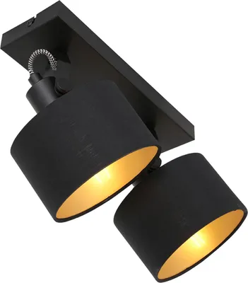Produktbild von Steinhauer Spotleuchte Ornoir 2-flammig Mattes Schwarz mit zartem Gold 20x14cm