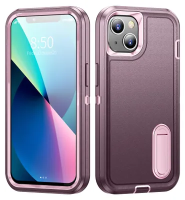 Obrázek produktu pro Pouzdro pro iPhone 13 /iPhone 14 Hybridní Třivrstvé Robustní Nárazuvzdorné Ochranné Pouzdro se Stojánkem Fialová