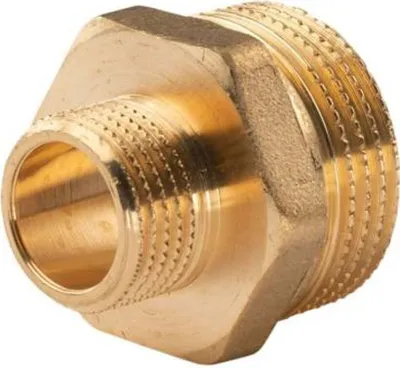 Produktbild von Messing Gewinde-Fitting Reduziernippel 1'AG (DN 25) - 1/2'AG (DN 15) - schwere Ausführung