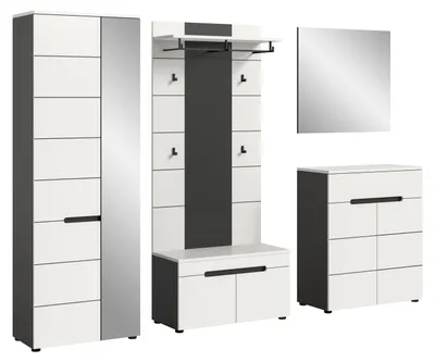 Produktbild von Garderoben-Set Canu 1 | Basalt grau / Weiß | 5-teilig ohne