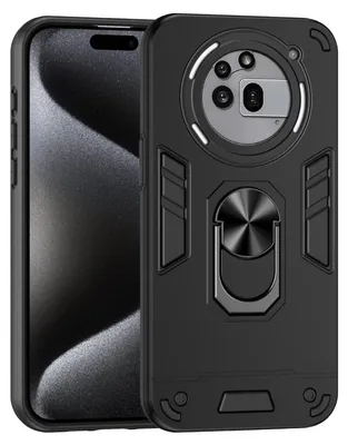 Produktbild von Für Nothing Phone 3a Pro Armor Magnet Metall Ring PC Schutz Handy Hülle Schwarz