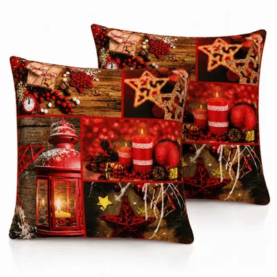 Produktbild von LED Kissen 2er Set Dekokissen Weihnachten Deko Leuchtkissen Zierkissen 45x45