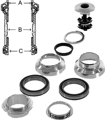 Produktbild von Messingschlager Steuersatz 1 Ahead Alu, silber cartridge, Ko=26,4mm