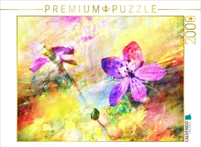 Produktbild von CALVENDO Puzzle Storchschnabel In Kreidetechnik 2000 Teile Puzzle quer | 2000 Teile Lege-Größe 90x67cm Foto-Puzzle für glückliche Stunden