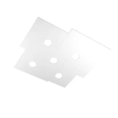 Produktbild von Toplight 5-flammige quadratische Deckenleuchte Platte mit GX53-Fassung, weiße Struktur, modernes Design 73x67x3cm