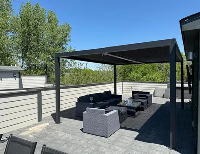 Produktbild von PURPLE LEAF Pergola 3,3x4,5m Wasserdicht Winterfest, Aluminium Pavillon mit Verstellbarem Lamellendach, Grau