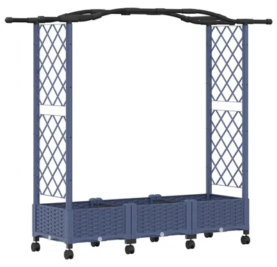 Produktbild von vidaXL Hochbeet mit Rankgitter und Dach Grau 169 x 40 x 129 cm PP