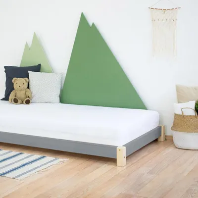 Produktbild von Children's Wooden Single Bed TEENY - Natural decor - Grey - 120 x 200 cm