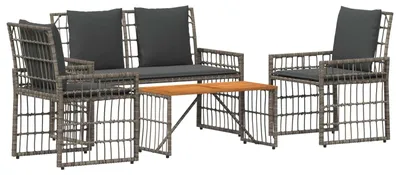 Immagine prodotto di Set di mobili da giardino vidaXL, 4 pezzi, nero e grigio scuro