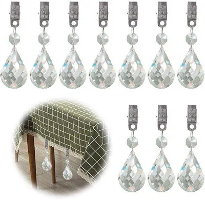 Produktbild von Glaskristal-Hängegewichtenset, Metall-Clip-System, Kristall-Edelglas, Drucklupe, Prisma-Hängekörper (Pompon), 10-teilig