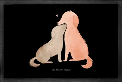 Produktbild von Mr. & Mrs. Panda Schmutzmatte Hunde Liebe 50 x 75 cm - Schwarz - Geschenk, Hund, fußmatte, Schmutzfangmatte, Vertrauen, Abtreter, Gummi-Fußmatte, Sprüche, Herz