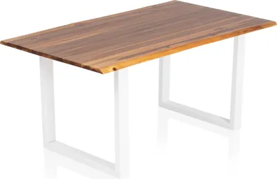 Produktbild von SalesFever Esstisch aus Akazienholz | 180 x 90 cm | 26 mm Tischplatte | Gestell Metall | naturfarben – weiß