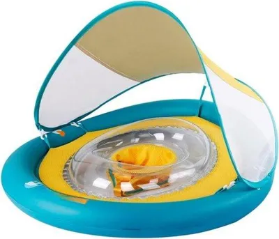 Produktbild von Famanu Baby-Schwimmstuhl mit abnehmbarem Sonnendach - Schwimmhilfe für Babys