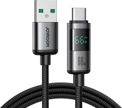 Image de Câble de charge rapide Joyroom USB-A vers USB-C avec affichage, 66 W, 1,2 m