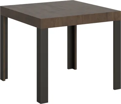Produktbild von Ausziehbarer Tisch 90x90/246 cm Walnusslinie mit anthrazitfarbenem Gestell