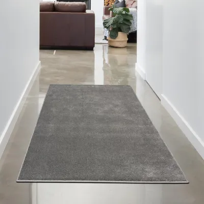 Image de Tapis anthracite clair moderne uni élégant intemporel robuste Taille - 60 x 110 cm