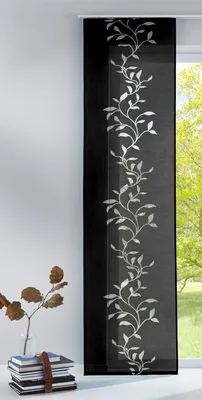 Produktbild von Moderner Flächenvorhang Schiebegardine aus hochwertigem Ausbrenner-Stoff mit Klettband, Schwarz Tendril, 1 Stück 245x60 (HxB), 856100