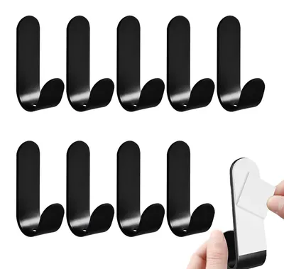 12er-Set selbstklebende Eisen-Wandhaken, schwarz, 7,5 cm