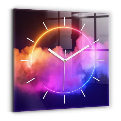 Produktbild von Wallfluent Wanduhr – Stilles Quarzuhrwerk - Uhr Dekoration Wohnzimmer Schlafzimmer Küche - Zifferblatt mit Striche - weiße Zeiger - 30x30 cm - 3D-Rauch abstrakt