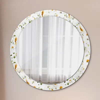 Obrázek produktu pro Ø90cm Moderní zrcadlo - nástěnné zrcadlo k montáži na stěnu - ložnice - pole květin