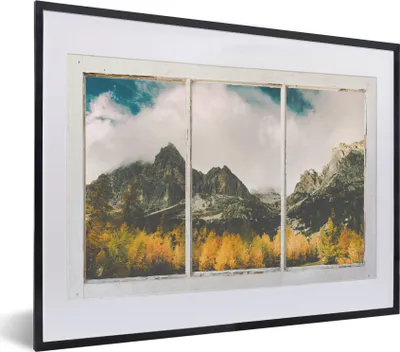 Produktbild von MuchoWow® MuchoWow® Gerahmtes Poster Aussicht - Baum - Berg 40x30 cm - Poster mit zchwarzem Bilderrahmen - Bilderrahmen - Poster im Rahmen