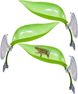 Productafbeelding van Terrariumaccessoires - Set van 3 - Kunststof bladdecoraties - Terrariumaccessoires voor kikkens, reptielen - Bladdecoraties voor kikkens - Terrariumaccessoires voor kikkens - Kikkenterrariumaccessoires - Bladdecoraties voor kikkens in terrariums