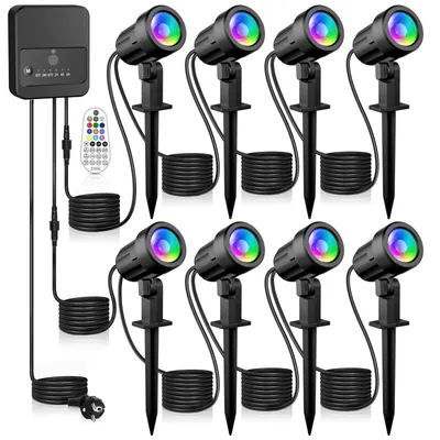 LED-Außenspot RGBW 8-in-1, 8 Watt, IP66, Fernbedienung