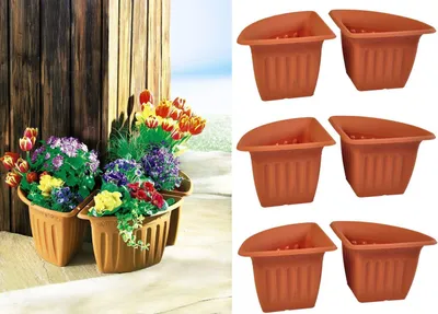 Image de Pot de fleurs d'angle Lot de 6 pots en terre cuite Pot de fleurs Pot pour plantes