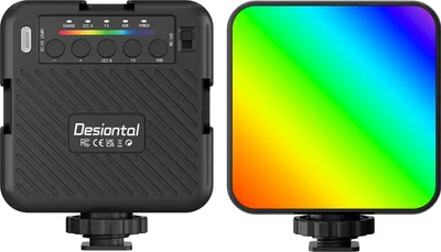 Produktbild von Desiontal iReal X1 Pocket RGB-Videoleuchte, Videokonferenzleuchte, LED-Fuelllicht, 3000 K-4800 K-6500 K, 8-stufige Helligkeit, 9 Szenen-Lichteffekte, eingebauter Akku mit 3 Cold Shoe-Halterungen