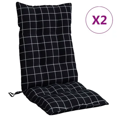 Produktbild von vidaXL Hochlehner-Auflagen 2 Stk. Schwarz Karomuster Stoff