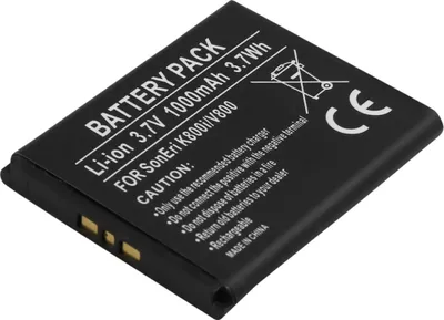 Produktbild von Avizar, Ersatzakku Sony Ericsson K800i/V800 3,7 V 1000 mAh Li-Ion, Schwarz