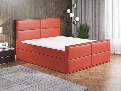 Produktbild von Boxspringbett HILD 180 x 200 mit 2 Bettkästen, Bonell-Matratze und Topper. Farbe: Rot