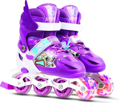 Produktbild von Verstellbare Inline-Skates fuer Kinder, beleuchtetes Rollschuh-Set mit Helm, Schutzausruestung, Barrikadenschluessel fuer Jungen, Maedchen, Anfaenger, drinnen und draussen