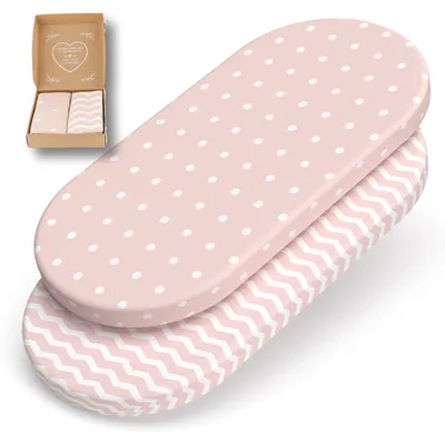 Produktbild von 2er Set Spannbettlaken für Baby aus Baumwolle  80x40 cm auch für 78x36, 80x35 - Spannbetttücher für Kinderwagen, Stubenwagen, Moseskorb, Babywiege
